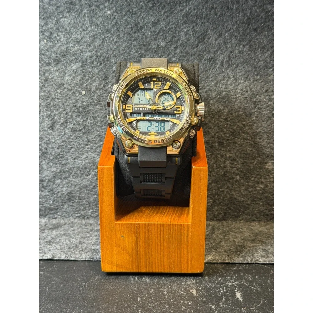 Samoa 6024 Mens Ana-Digi Sport Watch 45mm Gold Black Tactical Military Athletic